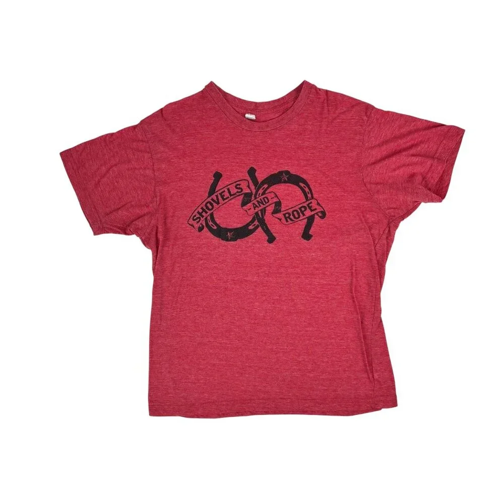 Shovels And Rope Shirt Size Large Red Black Horseshoes Band Tee - Picture 2 of 8